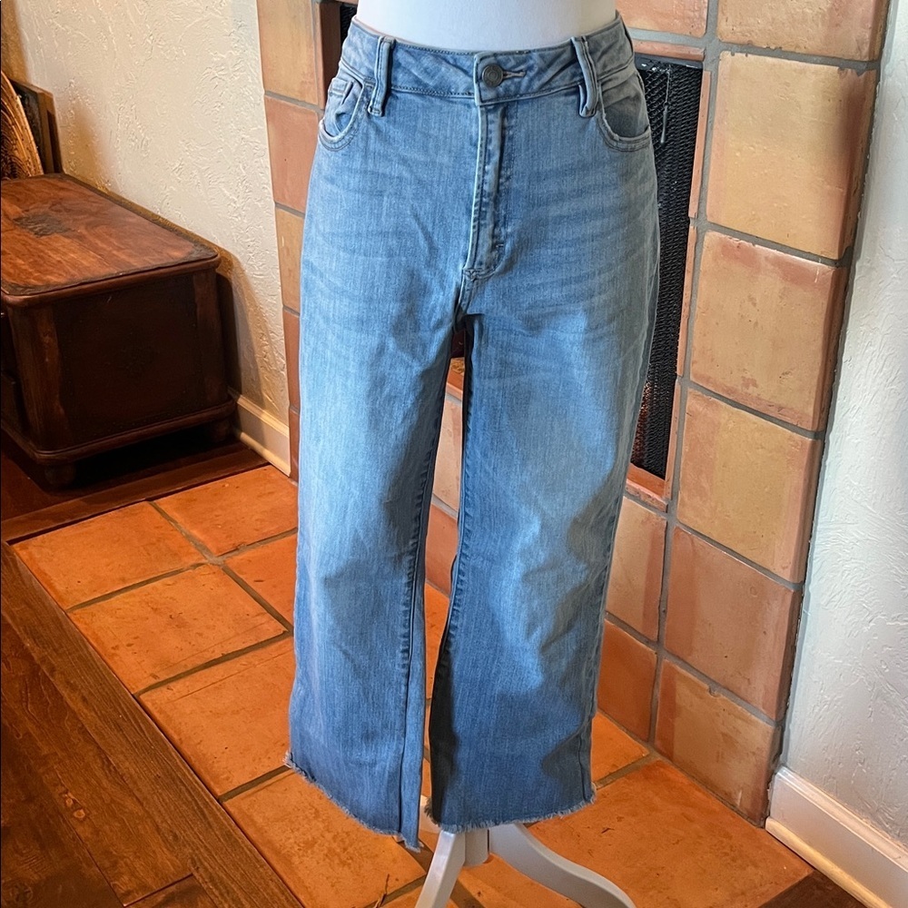 Hidden Classic Blue Crop Raw Edge Jeans, size 31